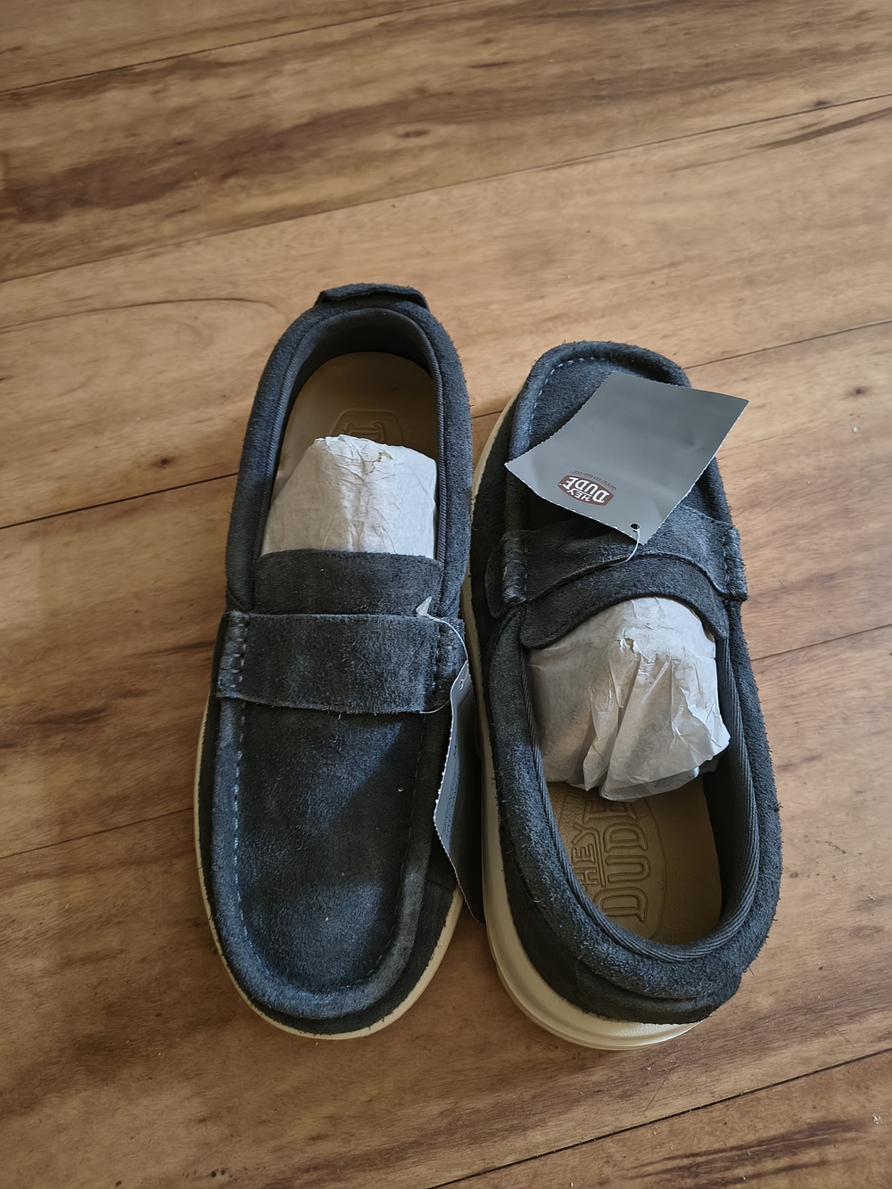 Hey Dude Men's Slip-On Loafers in Dark Blue and Cream Soles